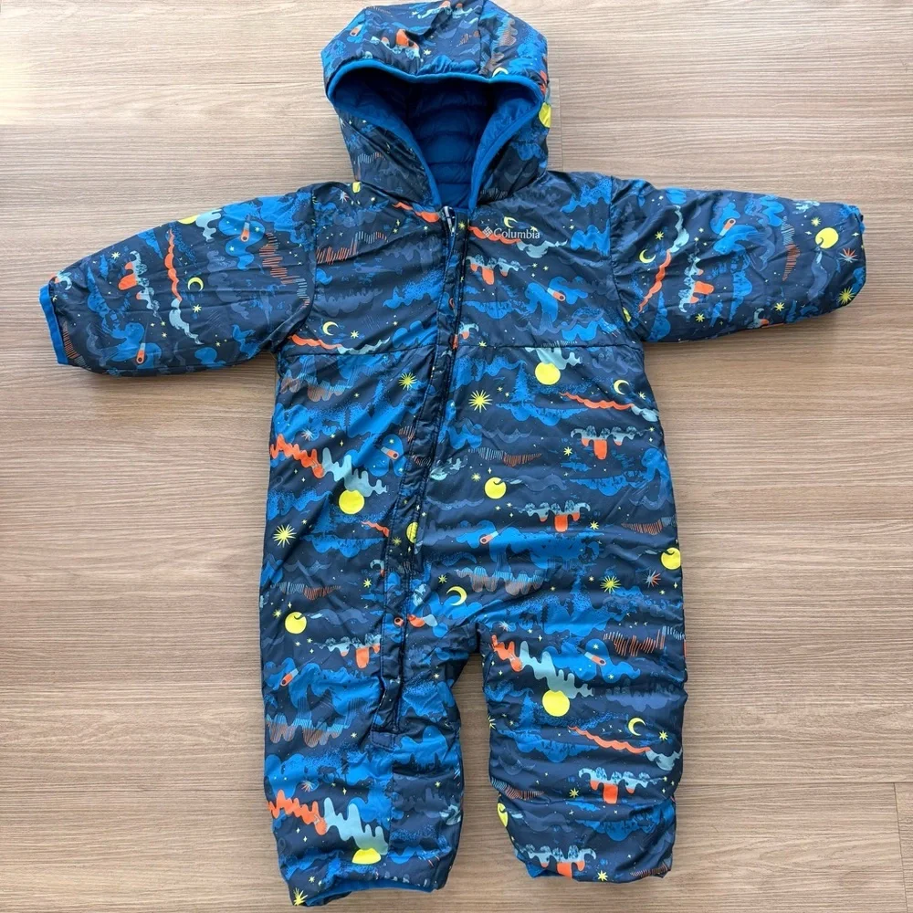 Brand new Columbia Blue and Navy Quilted Infant One-Piece Bunting 6-12 Months